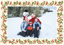 Horizontal Holly Border Christmas Photo-Mount Card